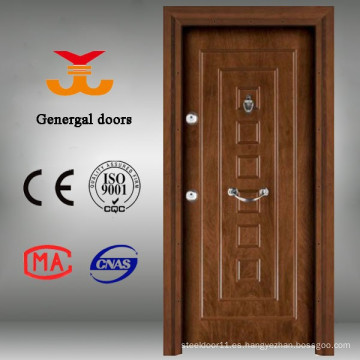 Puerta de seguridad de puerta de acero de madera con múltiples cerraduras